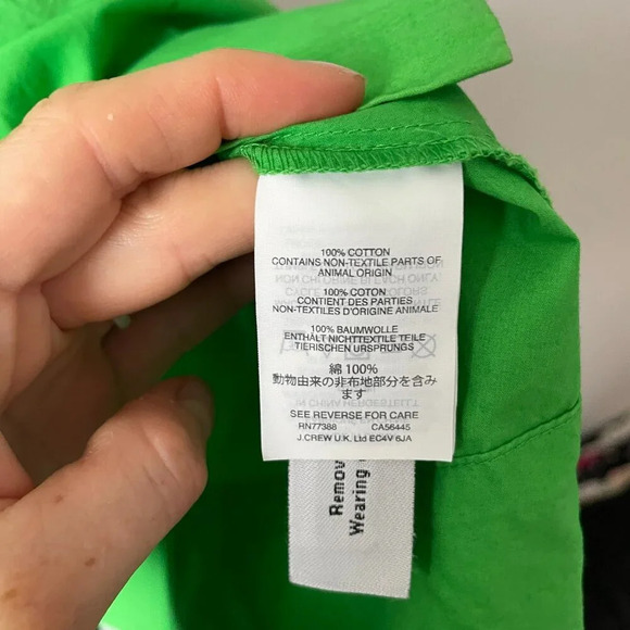J. Crew 100% Cotton Button Front Shirt Dress Green Size 4 - Picture 9 of 9